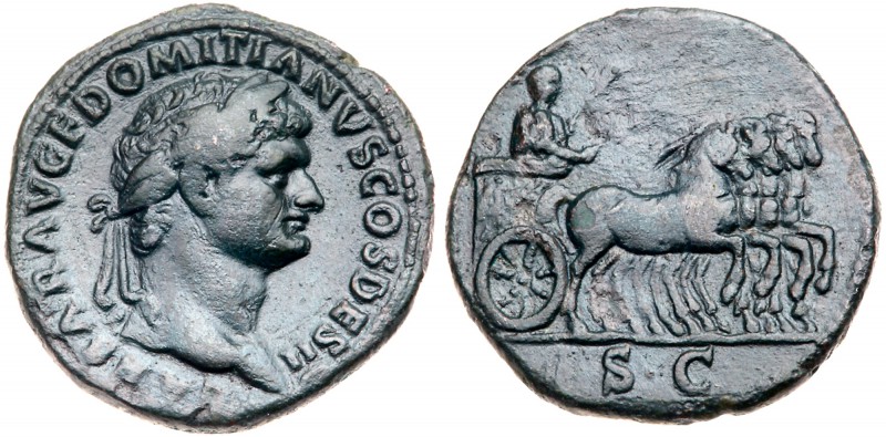 Domitian. &AElig; As (10.61 g), as Caesar, AD 69-81. Rome, AD 72. CAESAR AVG F D...