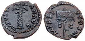 Vespasian. &AElig; Quadrans (1.88 g), AD 69-79. Rome, AD 72/3. IMP VESP[ASI]AN AVG, palm tree. Rev. P M TR P P P COS IIII, S C across field, vexillum....