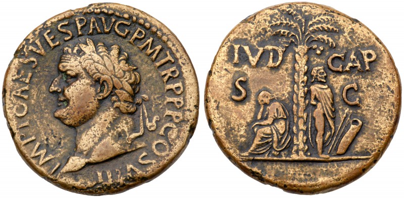 Titus. &AElig; (orichalcum) Sestertius (23.90 g), AD 79-81. Judaea Capta type. R...