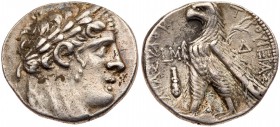 Phoenicia, Tyre. Silver Shekel (14.30 g), ca. 126/5 BC-AD 65/6. CY 40 (78/7 BC). Laureate bust of Melkart right, lion's skin tied at neck. Rev. TYPOY ...