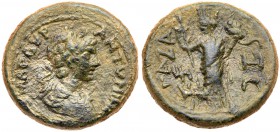 Judaea, Gaza. Caracalla. &AElig; (15.92 g), AD 198-217. CY 266 (AD 205/6). Laureate, draped and cuirassed bust of Caracalla right. Rev. Tyche standing...