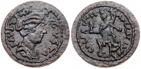 Samaria, Caesarea Maritima. Faustina II. &AElig; (9.17 g), Augusta, AD 147-175. Draped bust of Faustina II right. Rev. Tyche-Fortuna standing left, re...