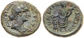 Samaria, Caesarea Maritima. Faustina II. &AElig; (11.09 g), Augusta, AD 147-175. Diademed and draped bust of Faustina II right. Rev. Male figure (empe...