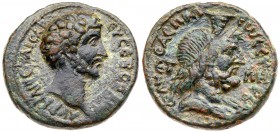 Samaria, Neapolis. Marcus Aurelius. &AElig; (9.85 g), as Caesar, AD 138-161. CY 88 (AD 159/60). Bare head of Marcus Aurelius right. Rev. draped bust o...
