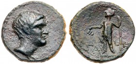 Samaria, Nysa-Scythopolis. M. Licinius Crassus. &AElig; (6.83 g), Proconsul, 54-53 BC. CY 10 (54 BC)(?). Head of the proconsul Crassus right. Rev. &Ga...