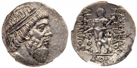 Parthian Kingdom. Mithradates I. Silver Tetradrachm (15.64 g), 164-132 BC. Seleukeia on the Tigris, SE 174 (139/8 BC). Diademed and bearded bust of Mi...