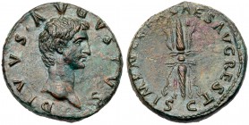 Divus Augustus. &AElig; As (12.49 g), died AD 14. Rome, restitution issue under Nerva, AD 98. DIVVS AVGVSTVS, bare head of Augustus right. Rev. IMP NE...