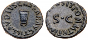 Claudius. &AElig; Quadrans (2.84 g), AD 41-54. Rome, AD 41. Three-legged modius. Reverse: Large S C. RIC 84. Green patina, nice surfaces and bold deta...