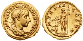 Gordian III. Gold Aureus (4.85 g), AD 238-244. Rome, AD 239. IMP CAES M ANT GORDIANVS AVG, laureate, draped and cuirassed bust of Gordian III right. R...