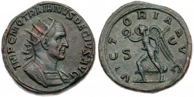 Trajan Decius. &AElig; Double Sestertius (44.62 g), AD 249-251. Rome, AD 250. IMP C M Q TRAIANVS DECIVS AVG, radiate and cuirassed bust of Trajan Deci...