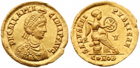 Galla Placidia (daughter of Theodosius I, mother of Valentinian III). Gold Solidus (4.51 g, 6h). Mint of Ravenna, A.D. 422. D N GALLA PLA-CIDIA P F AV...