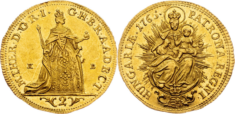 Maria Theresia, 2 Dukat 1765, KB, Kremnitz Habsburg, Maria Theresia, 2 Dukat 176...