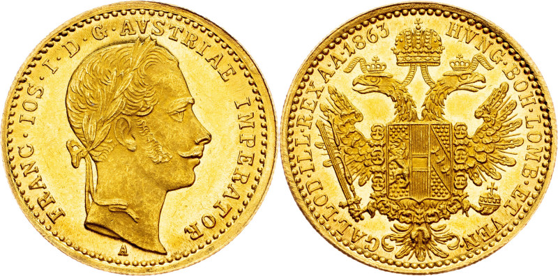 Franz Joseph I., 1 Dukat 1863, A, Vienna Habsburg, Franz Joseph I., 1 Dukat 1863...