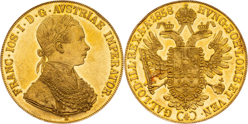 Franz Joseph I., 4 Dukat 1858, A, Vienna Habsburg, Franz Joseph I., 4 Dukat 1858...