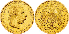 Franz Joseph I., 20 Krone 1894, Vienna