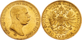 Franz Joseph I., 20 Krone 1908, Vienna