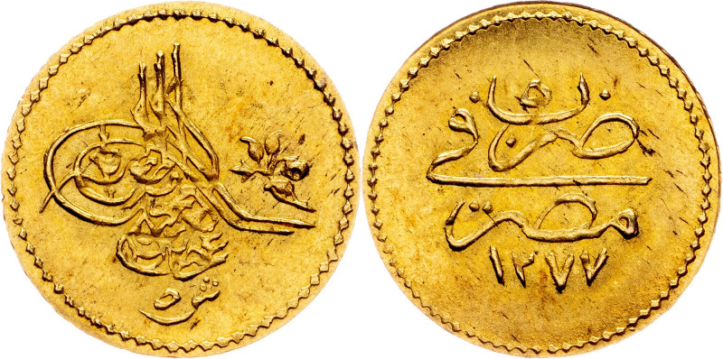 Abdülaziz, 5 Qirsh 1277 (1864) Egypt, Abdülaziz, 5 Qirsh 1277 (1864), 0,469 g, A...