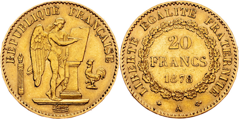 Third Republic, 20 Francs 1878, A, Paris France, Third Republic, 20 Francs 1878,...