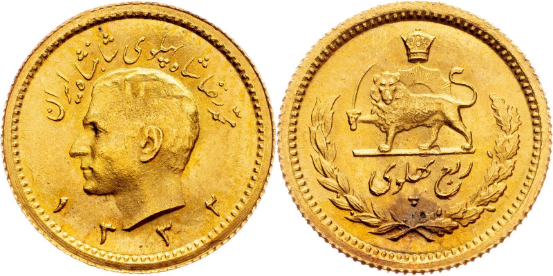 Mohammad Rezā Pahlavī, 1/4 Pahlavi 1332 (1953), Teheran Iran, Mohammad Rezā Pahl...