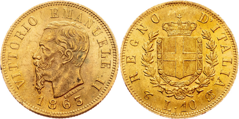 Vittorio Emanuele II., 10 Lire 1863, TBN, Turin Italy, Vittorio Emanuele II., 10...