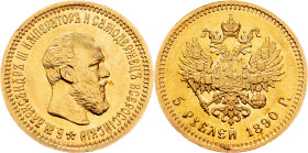 Alexander III., 5 Roubles 1890, АГ