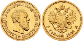 Alexander III., 5 Roubles 1892, АГ