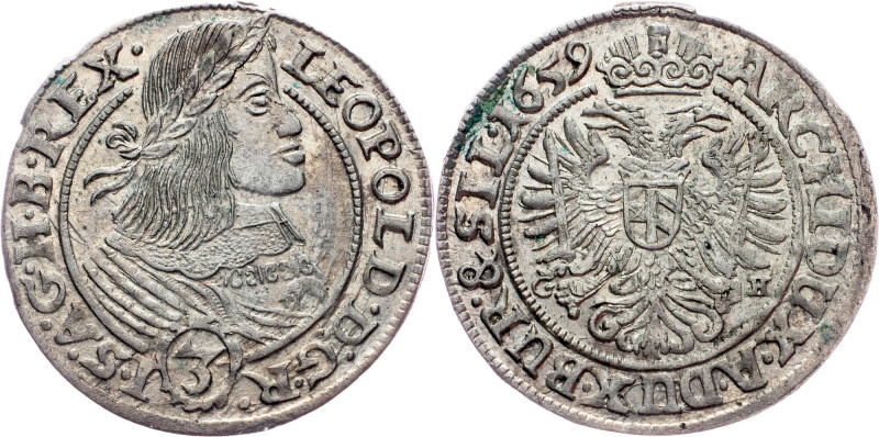 Leopold I., 3 Kreuzer 1659, Breslau Austria-Hungary, Leopold I., 3 Kreuzer 1659,...