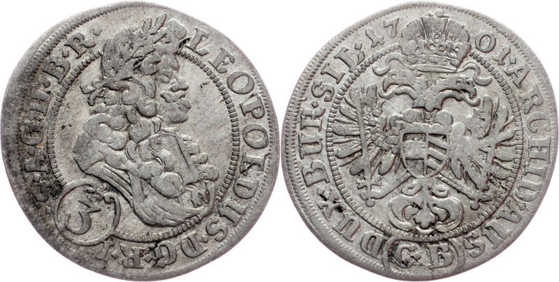 Leopold I., 3 Kreuzer 1701, CB, Brieg Austria-Hungary, Leopold I., 3 Kreuzer 170...