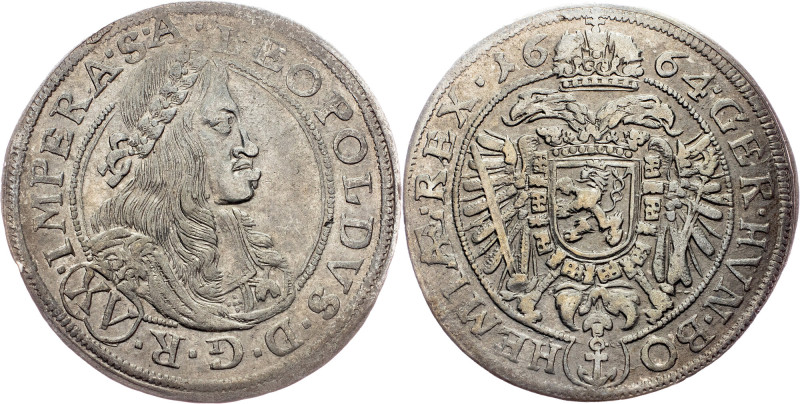 Leopold I., 15 Kreuzer 1664, Prague Austria-Hungary, Leopold I., 15 Kreuzer 1664...