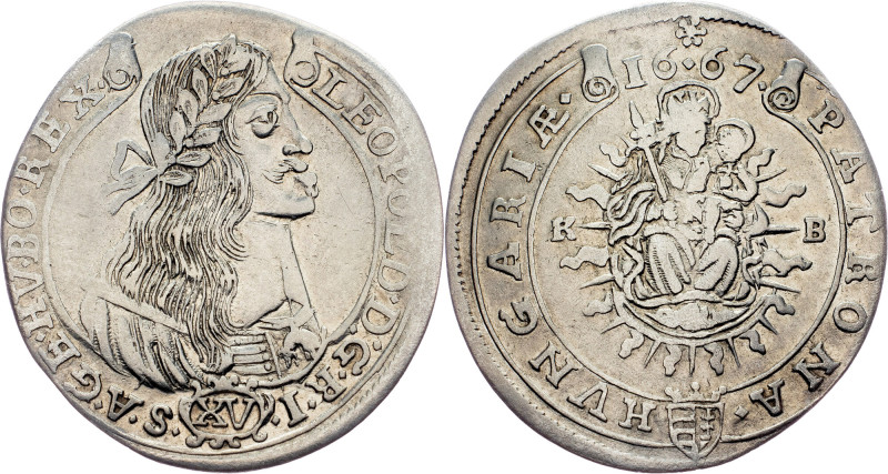 Leopold I., 15 Kreuzer 1667, KB, Kremnitz Austria-Hungary, Leopold I., 15 Kreuze...