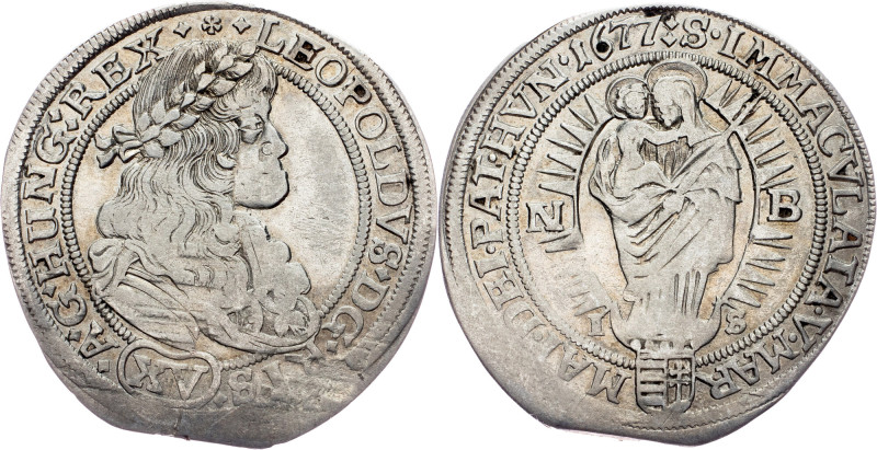 Leopold I., 15 Kreuzer 1677, Nagybanya Austria-Hungary, Leopold I., 15 Kreuzer 1...