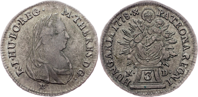 Maria Theresia, 3 Kreuzer 1778, B/K-B Austria-Hungary, Maria Theresia, 3 Kreuzer...