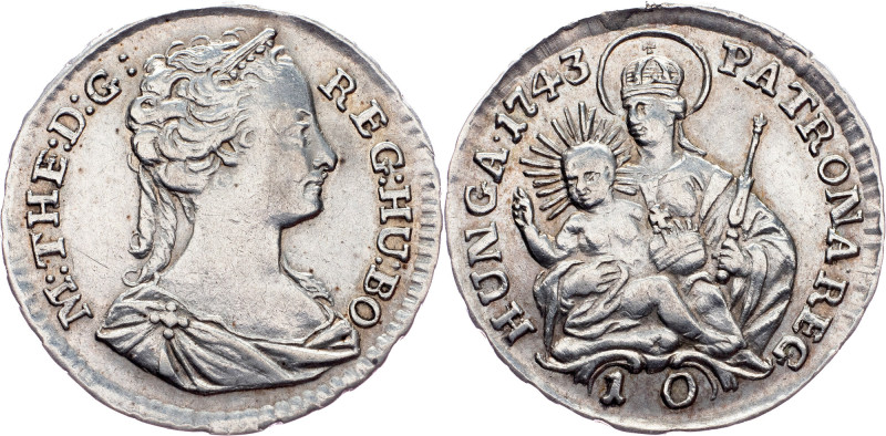 Maria Theresia, 10 Denar 1743, KB, Kremnitz Austria-Hungary, Maria Theresia, 10 ...