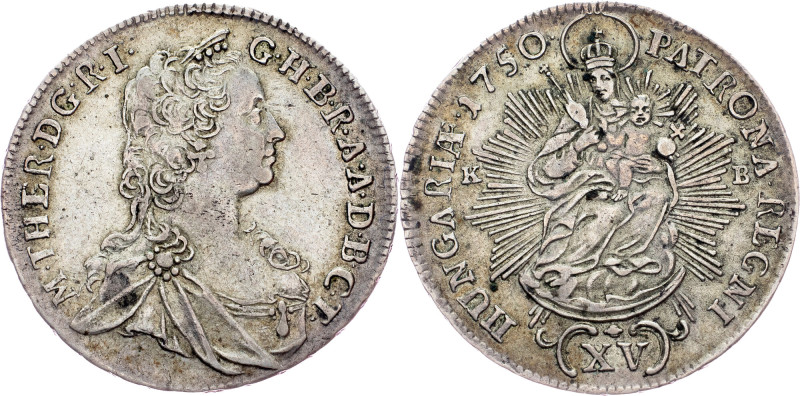 Maria Theresia, 15 Kreuzer 1750, KB, Kremnitz Austria-Hungary, Maria Theresia, 1...