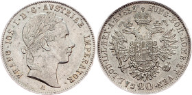 Franz Joseph I., 20 Kreuzer 1853, A, Vienna