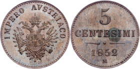 Franz Joseph I., 5 Centesimi 1852, M, Milan