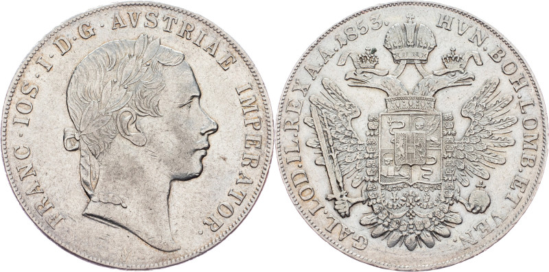 Franz Joseph I., 1 Scudo 1853, V, Venice Austria-Hungary, Franz Joseph I., 1 Scu...
