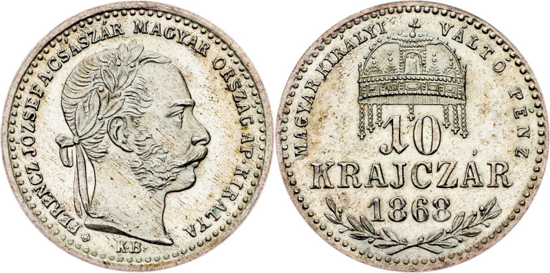 Franz Joseph I., 10 Krajczár 1868, KB, Kremnitz, ARTEX Austria-Hungary, Franz Jo...