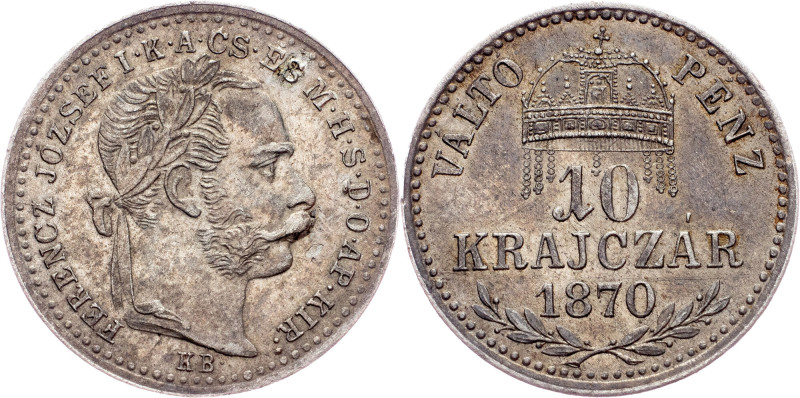 Franz Joseph I., 10 Krajczár 1870, KB, Kremnitz Austria-Hungary, Franz Joseph I....