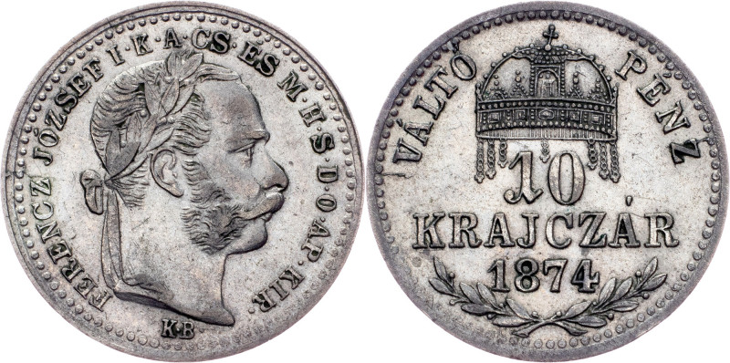 Franz Joseph I., 10 Krajczár 1874, KB, Kremnitz Austria-Hungary, Franz Joseph I....