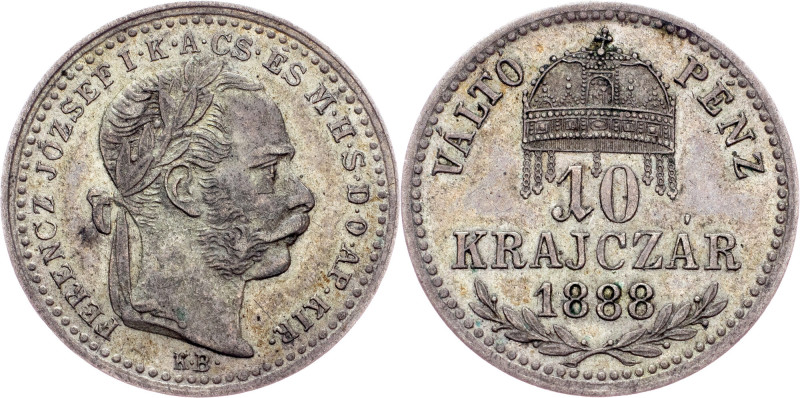 Franz Joseph I., 10 Krajczár 1888, KB, Kremnitz Austria-Hungary, Franz Joseph I....