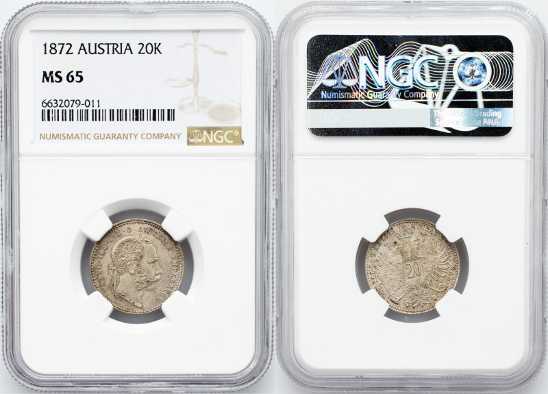 Franz Joseph I., 20 Kreuzer 1872, Vienna Austria-Hungary, Franz Joseph I., 20 Kr...