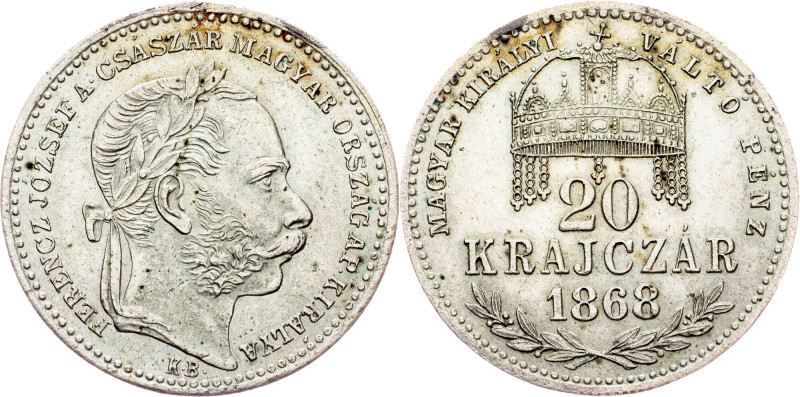 Franz Joseph I., 20 Krajczár 1868, KB, Kremnitz Austria-Hungary, Franz Joseph I....