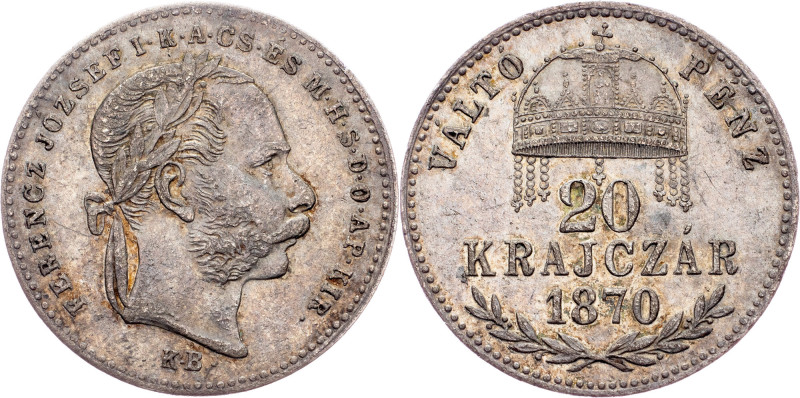 Franz Joseph I., 20 Krajczár 1870, KB, Kremnitz Austria-Hungary, Franz Joseph I....