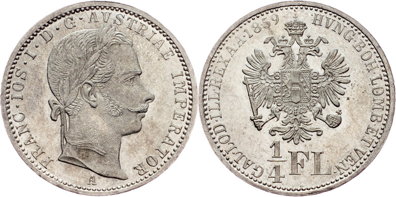 Franz Joseph I., 1/4 Gulden 1859, A, Vienna Austria-Hungary, Franz Joseph I., 1/...