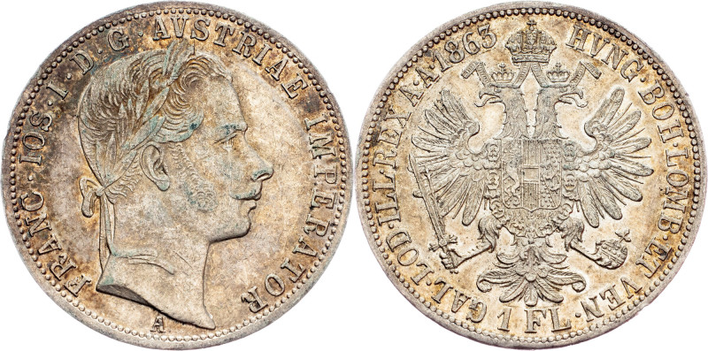 Franz Joseph I., 1 Gulden 1863, A, Vienna Austria-Hungary, Franz Joseph I., 1 Gu...