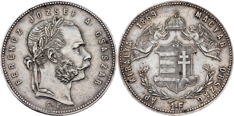 Franz Joseph I., 1 Forint 1869, GYF, Karlsburg Austria-Hungary, Franz Joseph I.,...