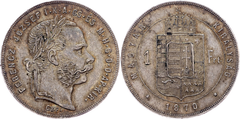Franz Joseph I., 1 Forint 1870, GYF, Karlsburg Austria-Hungary, Franz Joseph I.,...
