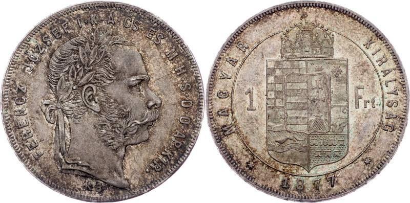 Franz Joseph I., 1 Forint 1877, KB, Kremnitz Austria-Hungary, Franz Joseph I., 1...