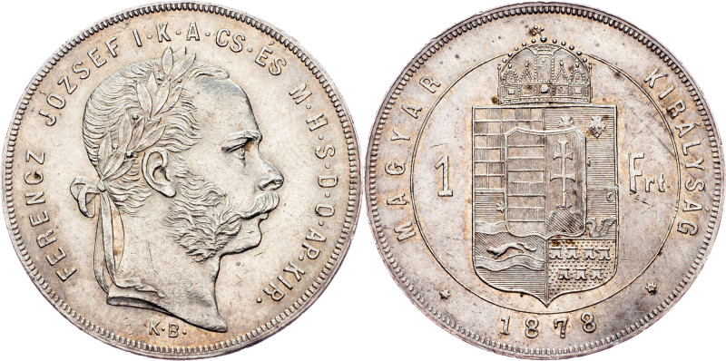 Franz Joseph I., 1 Forint 1878, KB, Kremnitz Austria-Hungary, Franz Joseph I., 1...